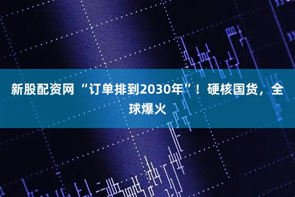 新股配资网 “订单排到2030年”！硬核国货，全球爆火