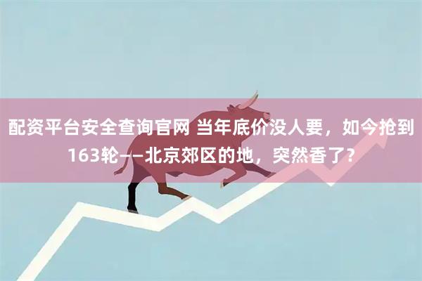 配资平台安全查询官网 当年底价没人要，如今抢到163轮——北京郊区的地，突然香了？