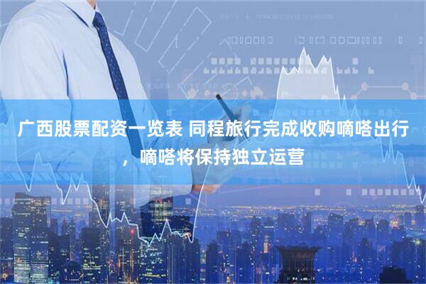 广西股票配资一览表 同程旅行完成收购嘀嗒出行，嘀嗒将保持独立运营